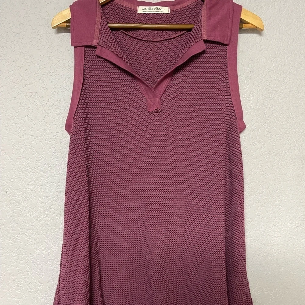 We The Free Free People Citrus Johnny Collar Tee in Ancient Seas Combo Size L - Picture 6 of 8